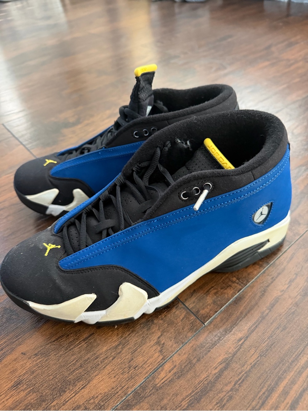 Jordan Men’s Athletic Shoes - Blue, Black & Cream with Yellow Accents